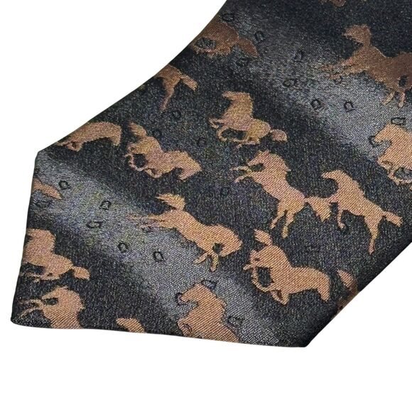 Circle S Neckwear by SIDRAN 100% Silk Tie Western Horse Print Necktie Rockabilly - Picture 4 of 5